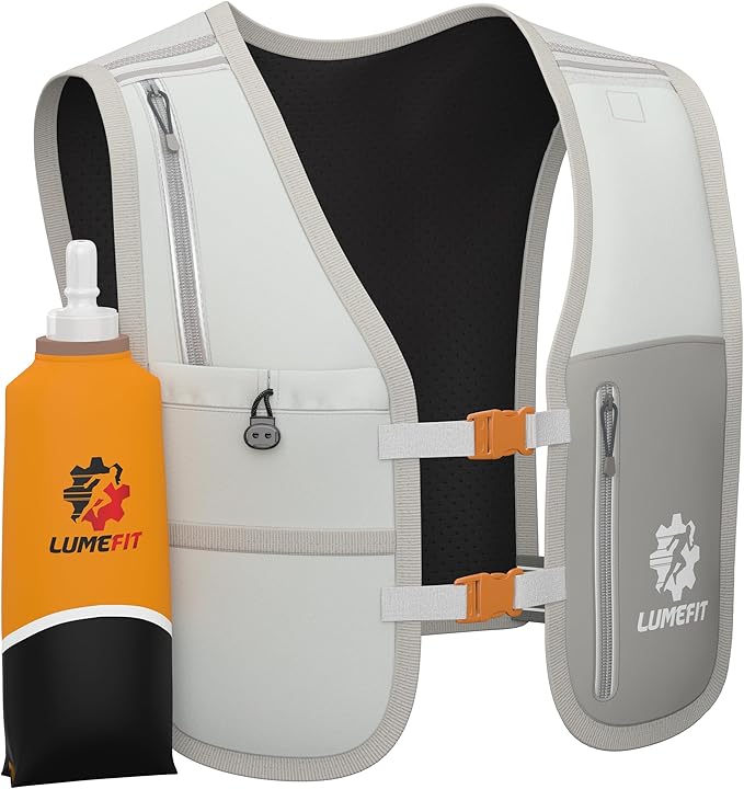 LUMEFIT Running Vest Phone Holder - Hydration Vest with Water Bottle- Reflective Vest for Men and Women- Running Hydration Vest Waterproof Phone Pouch