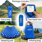 POWERLIX Camping Sleeping Pad - Ultralight Inflatable Camping Mattress Sleeping Mat for Backpacking, Hiking, Compact Lightweight Sleeping Pad for Camping, Inflation Bag/Repair Kit Included