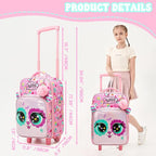 Kids Carry On Luggage with Wheels Softside Kids Suitcase for Girls Airline Approved & Girls Multi-function Carry Bag 4pcs Set