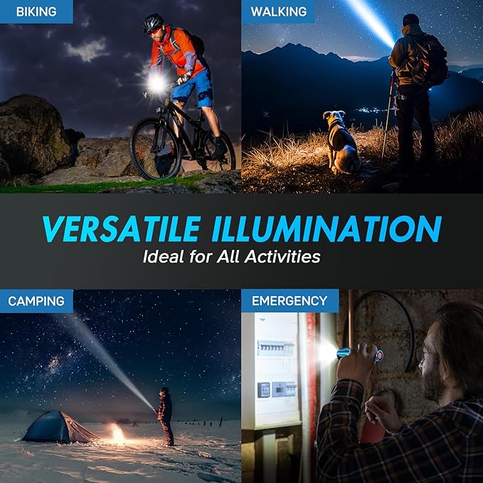 WdtPro LED Flashlight High Lumens SR2000 Pro, 4 Pack Brighter Tactical Flashlights with 5 Modes & Zoomable, Powerful Mini Flash Light for Emergency, Camping, Hiking (Colorful)