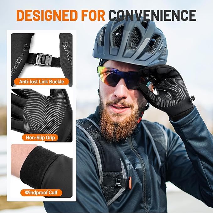 Winter Gloves Men Women Windproof Touchscreen Gloves with Liner Thermal,Running Gloves for Cycling Driving Daily Work