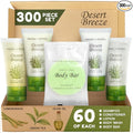 Travel Size Hotel Toiletry Set 300 Count 1 oz Bottles Guest Amenities for Vacation Rentals and Short Term Rentals Paraben Free Green Tea Lemongrass Scent Infused with Aloe and Olive Oil |Desert Breeze