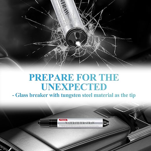 6 Pack Timain Mini Water Filter Straws,Water Purifier Survival for Emergency Preparedness,Break Glass,Travel,Camping, Hiking,Fishing,Hunting (6)