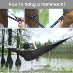 G4Free Large Camping Hammock with Mosquito Net 2 Person Pop-up Parachute Lightweight Hanging Hammocks Tree Straps Swing Bed for Outdoor Backpacking Backyard Hiking