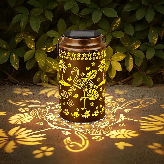 4 Pack Flamingo Solar Lanterns Outdoor Waterproof, Metal Hanging Lights Decorations for Garden Yard Lawn Patio, Flamingo Gifts for Women Mom Grandma Gardener for Mother'Day Christmas