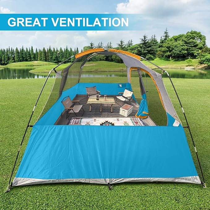 CAMPROS CP Tent 8 Person Camping Tents, Waterproof Windproof Family Tent with Top Rainfly, Large Mesh Windows, Double Layer, Easy Set Up, Portable with Carry Bag, for All Seasons