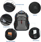 KROSER Friendly Travel Laptop Backpack 17.3 inch XXXL Gaming Backpack Water-Repellent College Daypack Business Backpack with RFID Pockets & USB Port for Men/Women-Black/Grey