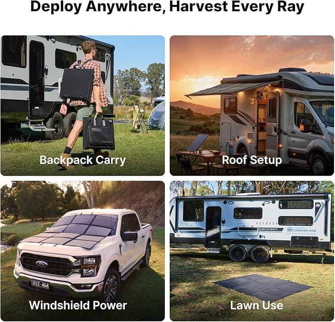 440W Portable Solar Panel, 17.2lbs Foldable SolarBag, Splits 2×220W Solar Blanket, 25% High Efficiency, Lightweight Solar Panel Charger for Camping, RV, SUV, Marine, Off Grid