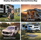 440W Portable Solar Panel, 17.2lbs Foldable SolarBag, Splits 2×220W Solar Blanket, 25% High Efficiency, Lightweight Solar Panel Charger for Camping, RV, SUV, Marine, Off Grid