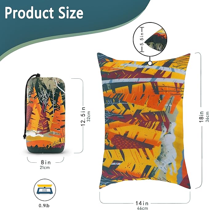 Camping Pillow Shredded Memory Foam Travel Pillows for Sleeping Compressible Lightweight Camp Pillow Washable Backpacking Pillow for Camping & Hiking Firm Supportive Small Pillow for Travel