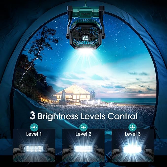 Portable Fan Rechargeable, 20000mAh Cordless Battery Powered Fan with LED Lantern, USB C Battery Operated for Travel Bedroom Home Camping Tent Office Beach Desk Fishing Table