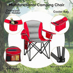 Northroad 2 Pack Oversized Camping Chair, Padded Portable Chairs Heavy Duty Camping Folding Chairs w/Cooler Bag & Cup Holder, Support 400 LBS for Outdoor, Fishing & Garden (Red & Black)