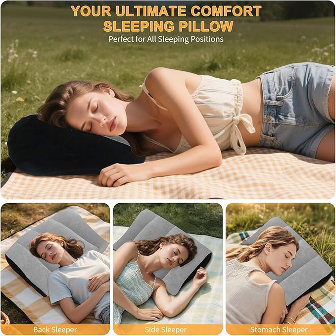 Inflatable Wedge Pillow Camping Cushions – Portable Folding Body Positioners Lightweight Wedge Pillow,Cushion for Yoga,Sleeping,Travel,Reading Lumbar Cushion for Back Pain and Pressure Relief