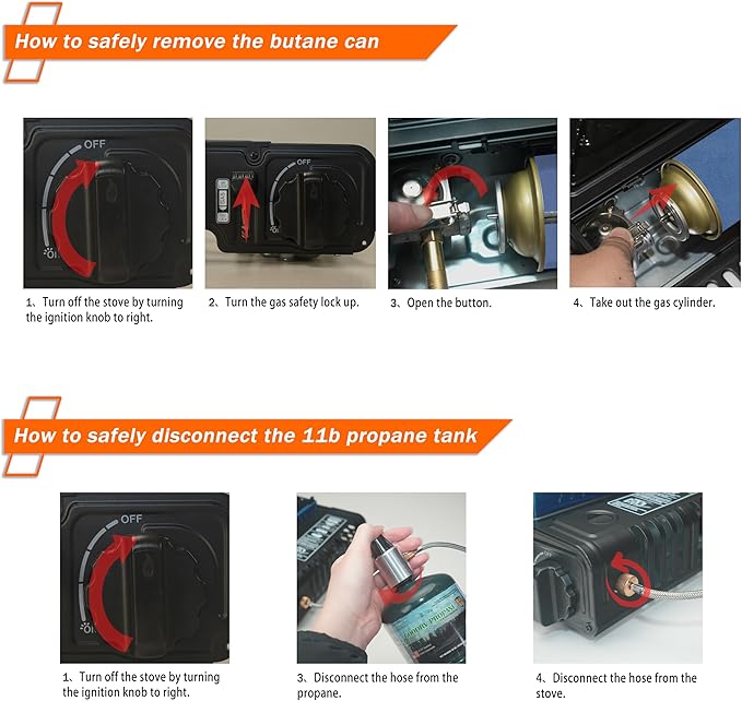 Dual Fuel Camp Stove with Windblocker, Propane or Butane Stove10000 BTU With Propane Adapter Hose and Carrying Case Propane Stove for Camping,Gas Portable Stove for Huting, Hiking（Fuel not included）