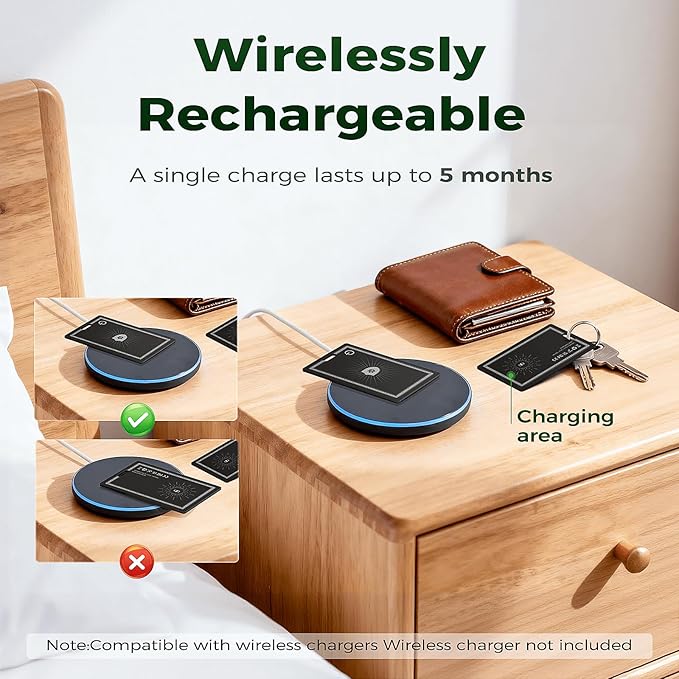 [2026 New] Wallet Tracker Card (iOS Only),Ultra Slim 0.07in,Rechargeable Bluetooth Tracker, IP68 Waterproof,Wireless Charging, Smart Location Finder for Keys, Wallet, Luggage Tags （2- Pack）