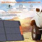 N-Type 16BB 110W Portable Solar Panel for EF/Jackery/Bluetti/Anker Power Station, 25% High Efficiency ETFE Foldable Solar Panel Charger IP68 Waterproof for Outdoor Camping RV