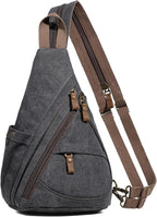 KL928 Canvas Sling Bag - Small Crossbody Backpack Shoulder Casual Daypack Rucksack for Men Women(Large Version)