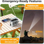 14500mAh Portable Waist Fan Clip On Belt- Rechargeable Battery Operated,Max 40H Cooling,5 Speed 14600RPM,Dual Air Vent, Hands-free Shirt Neck Fan With Light for Outdoor Jobsite Camping Traveling