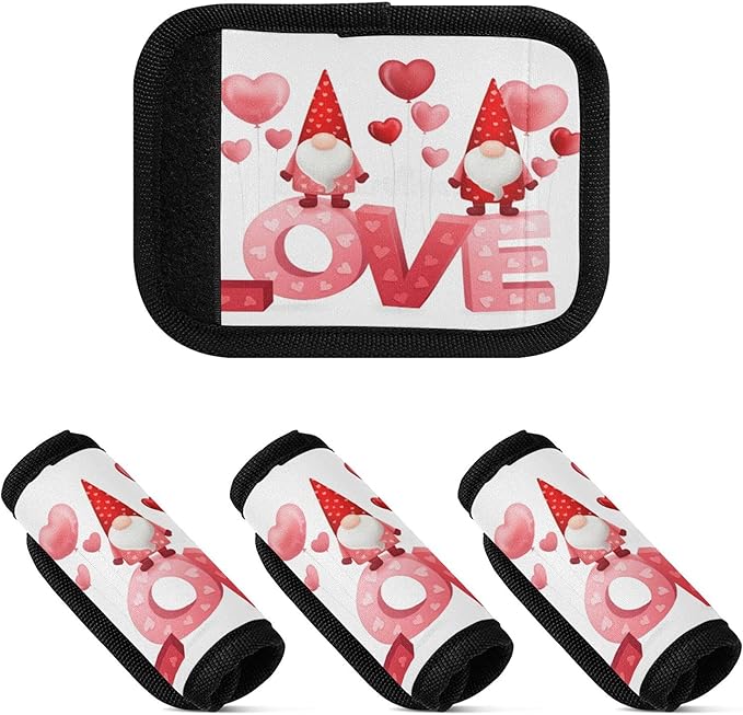 2 Pack Valentines Dwarf Luggage Handle Wrap, Detachable Luggage Tag, Neoprene Suitcase Wrap with Comfort Grip & Bright Identifier for Suitcase, Travel Bag, Sports Bag
