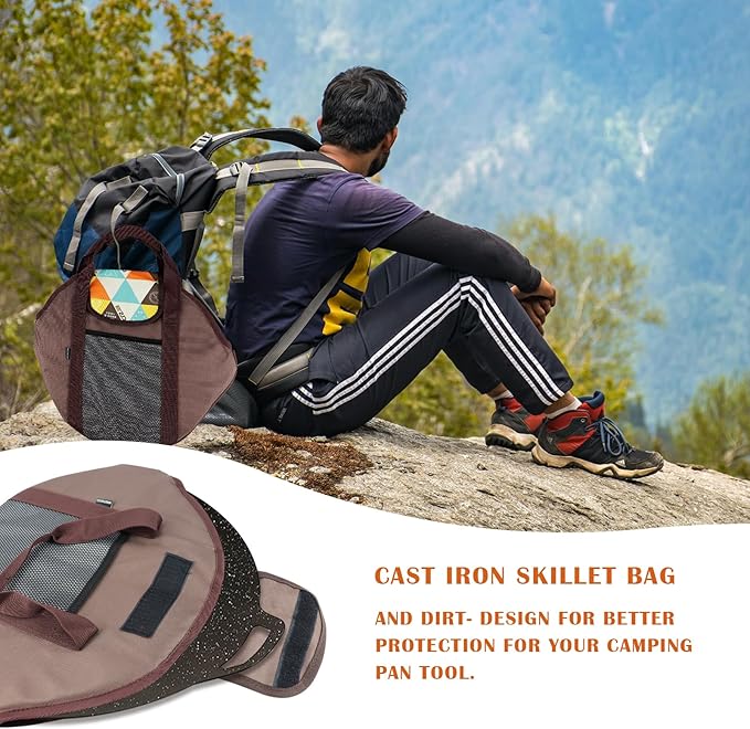 DOERDO DD Grill Pan Storage Bag, Rectangular, Brown, Nylon, 17.1x14.6Inch