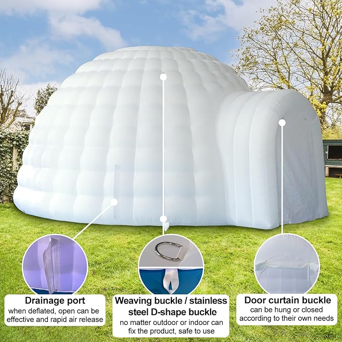 SAYOK Outdoor Portable Inflatable Igloo Dome Tent with Led Light for Party Wedding Event Camping