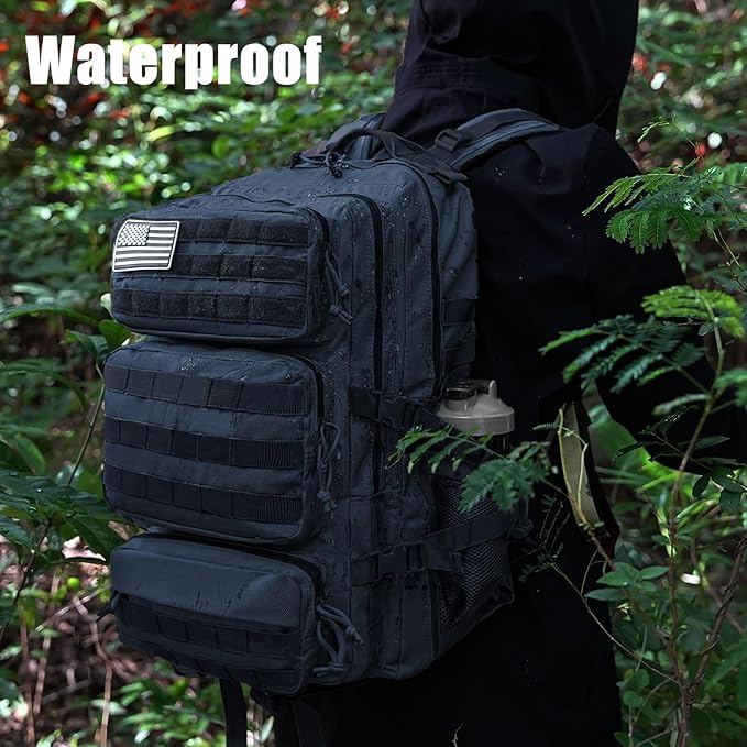 Military Tactical Backpack 50L Large Day Backpack for Men Molle Army 3 Days Assault Pack Bug Out Bag Water Resistant and Heavy Duty Hiking Treeking Rucksack - Dark Blue