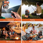 Odoland 30000mAh Camping Fan with LED Lantern, Rechargeable Battery Operated Oscillating with Remote Hook, Portable Tent Fan with Timer, 4 Speeds for Outdoor RV Jobsite Power Outage,Orange
