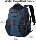 KROSER Travel Laptop Backpack 17.3 Inch XL Computer Backpack with Hard Shell Saferoom RFID Pockets Water-Repellent Business College Daypack Stylish Bag for Men/Women-Black Haze Blue