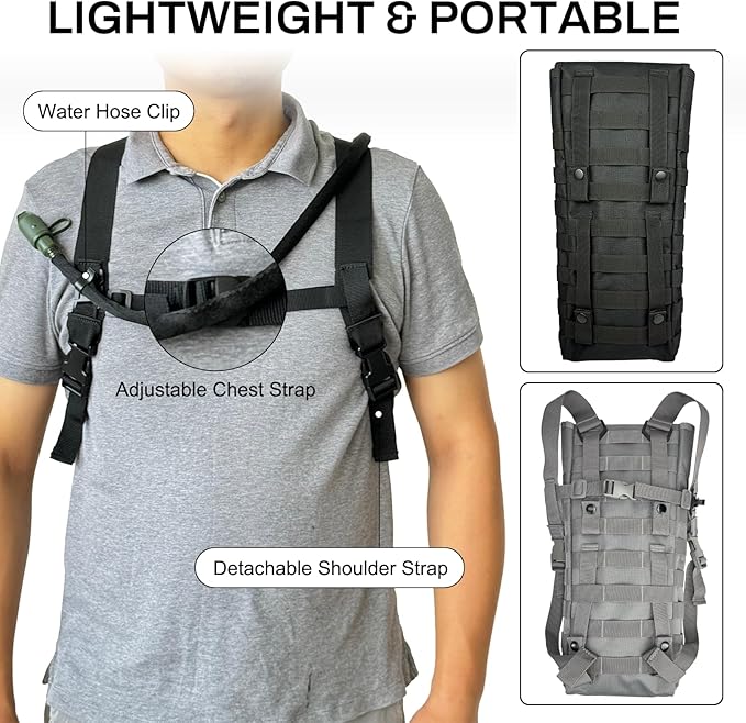 5L Hydration Pack, Water Backpack with 3L Water Bladder, MOLLE System for Outdoor Hiking, Biking, Running