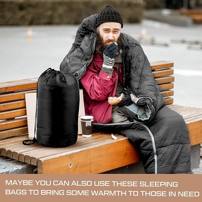 Tranqun Sleeping Bags for Adult with Winter Beanies Gloves, Cotton Liner Camping Sleeping Bag Waterproof Warm Lightweight for Backpacking Camping Indoor Outdoor Homeless People