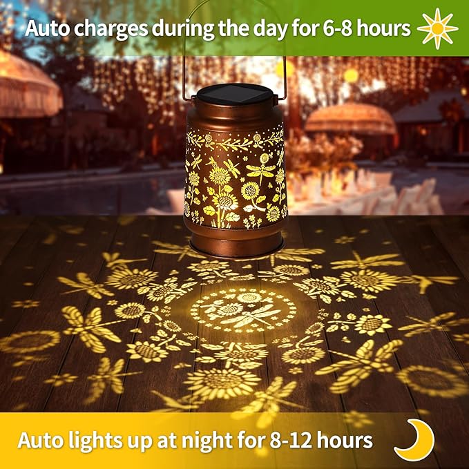 Solar Lanterns Outdoor Waterproof Garden Decor, Metal LED Garden Light,for Yard, Patio, Lawn, Tabletop, Pathway, Landscape,Walkway, Terrace, Balcony(Dragonfly)
