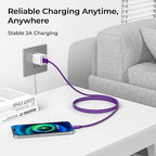 Basesailor for iPhone 17 16 Pro Max Charger Cord,USB to USB C Cable,Type C Charging Power Cord for Apple 17e 15 iPad 10 Air 4 5,Samsung Galaxy S26 S25 S24 S23,Purple,2Pack 3.3FT(1M)