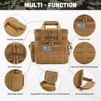 QT&QY Tactical Lunch Box for Men Expandable 18L Heavy Duty Military Insulated Cooler Bag, Leakproof Thermal Lunch Bag for Work Camping Outdoor Picnic Pail Adult Meal MOLLE Webbing Khaki