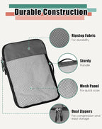 WTREE 4-Piece Packing Cubes Travel Accessories Set for Suitcases - Luggage Organizer Bags with Double Zipper - Mesh Top - Medium - Dark Grey