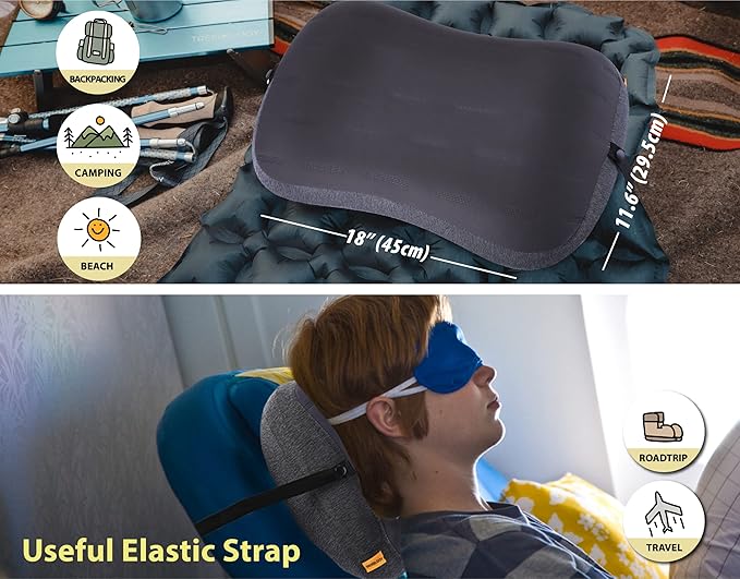 TREKOLOGY Backpacking Pillow Inflatable Pillow for Camping Inflatable Camp Pillow Blow Up Air Pillows for Sleeping Hiking Pillow - ALUFT Pro