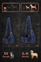 Noah & Paw Dog Sling Carrier for Small Dogs 3-10lb, Dog Sling for Small Dogs and Cats, Dog Carrier with Adjustable Padded Strap, Premium Denim, Lined with Fur, Double Safety Feature, Machine Washable