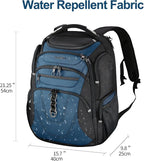 KROSER Friendly Travel Laptop Backpack 18.4 inch XXXL Gaming Backpack Water-Repellent College Daypack Business Backpack with RFID Pockets & USB Port for Men/Women-Black/Haze Blue