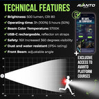 AVANTO PRO Chest Light, Original, USB-C Rechargeable, Running Lights for Runners, 500lm Adjustable Beam, 3-5h Use Time, Running Headlamp Flashlights, Walking Lights for Night Walking, Yellow