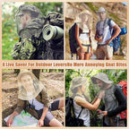 Hestya 2 Pack Mosquito Head Mesh Net Midge Insects Bugs Head Face Net Protecting for Outdoor Hiking Camping Climbing Walking(Beige, Light Gray)