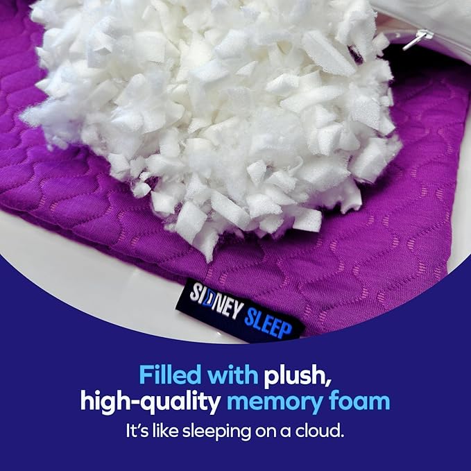 Sidney Sleep Pillow for Side and Back Sleepers - Comfort for Neck and Shoulder Pain - Adjustable and Customizable Shredded Memory Foam Filling - Queen Size - Additional Foam Fill Included (Magenta)