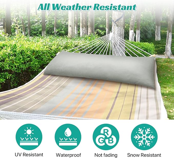Hammock Pillows Outdoor Waterproof with Ties, 40.5" L X14.5 Wx4 H Extra Large Hammock Cushion All Weather Resistance Outdoor Pillow for Hammock, Patio Furniture, Camping