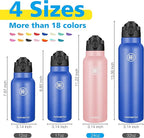 Han's Bottle Sports Water Bottle - 24 Oz, Straw Lid, Leak Proof, Vacuum Insulated Stainless Steel, Double Walled, Thermo Mug,Blush