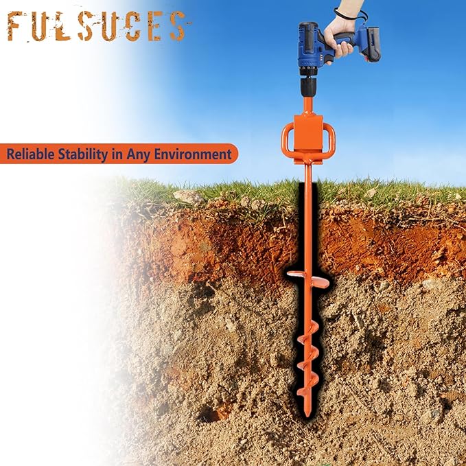 16In Tent Stakes, Ground Anchors Screw in, with 1PCS Tent Stakes Heavy Duty Adapter, for Screw Ground Anchors, Tree Straightening Kit, Anchors Tent, Mobile Home Anchors (Color : Orange, Size : 12PCS