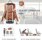Leather Backpack for Women, Fits 17 Inch Laptop in Main Compartment, Dedicated 15.6 Inch Padded Sleeve, Large Vegan Leather Travel Computer Bag with Luggage Strap for Business and Work, Brown