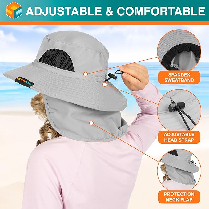 SUN CUBE Wide Brim Sun Hat Men Women, Fishing Hats Sun UV Protection, Mens Hiking Bucket Hat Safari Beach Boonie, UPF 50+