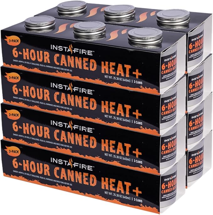 InstaFire 6-Hour Canned Heat (24 Cans), Canned Heat for Cooking, Canned Heat for Food, Heat for Camping, Heat for Camp Stove, Indoor Heat, Nontoxic Heat, Emergency Heat, Heat for Emergency
