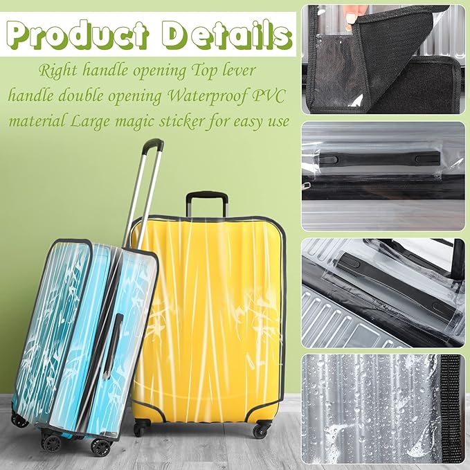 Reginary 8 Pieces Clear Luggage Cover PVC Waterproof Suitcase Cover Protector for Luggage Spinner Wheels Suitcase(18 Inches, 20 Inches, 24 Inches, 28 Inches)