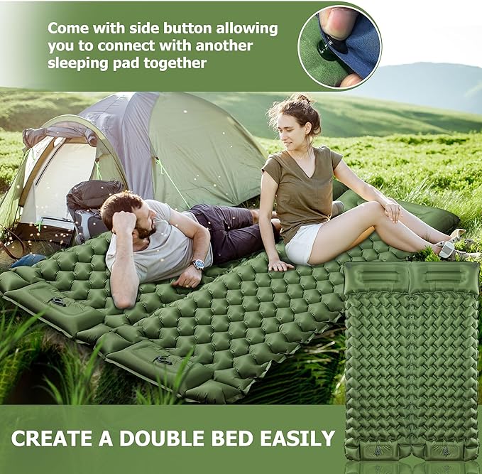 Sleeping Pad for Camping, Ultralight Inflatable Sleeping Mat with Pillow Built in Foot Pump, Durable Compact Air Mattress for Camping Essentials, Backpacking, Hiking, Tent, Traveling