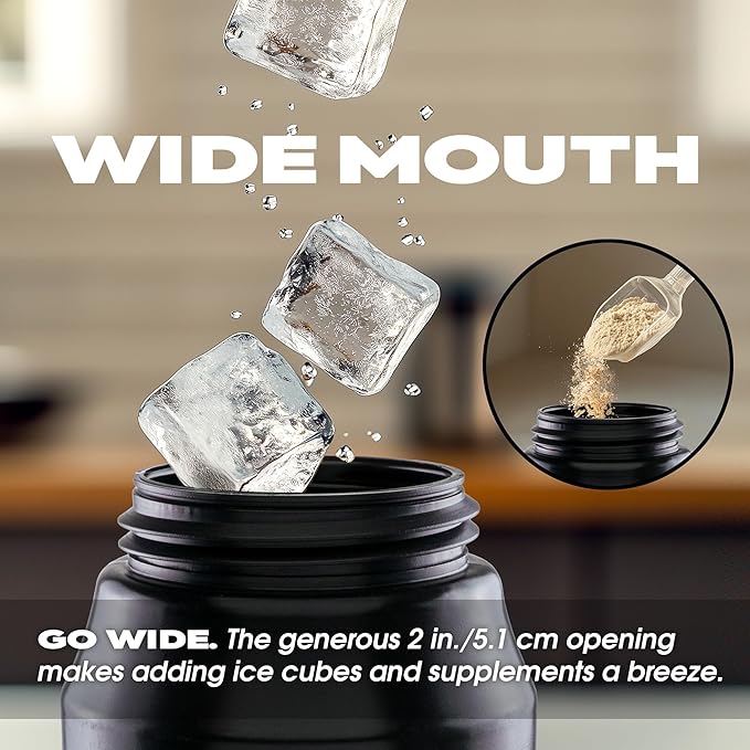 Cannon Sports 1 Liter Sports Water Bottle, BPA-Free, 34 Oz Capacity, Large Mouth, 2 lids (Straw and Squeeze), Great For Helmet Sports Such As Hockey, Lacrosse, Football, Boxing (Black)