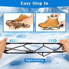 Ice Snow Traction Cleats Crampons, 28 Teeth Snow Spikes for Shoes and Boots, Rubber Anti Slip Ice Snow Grippers, Ice Cleats for Walking On Snow and Ice, Hiking, Climbing